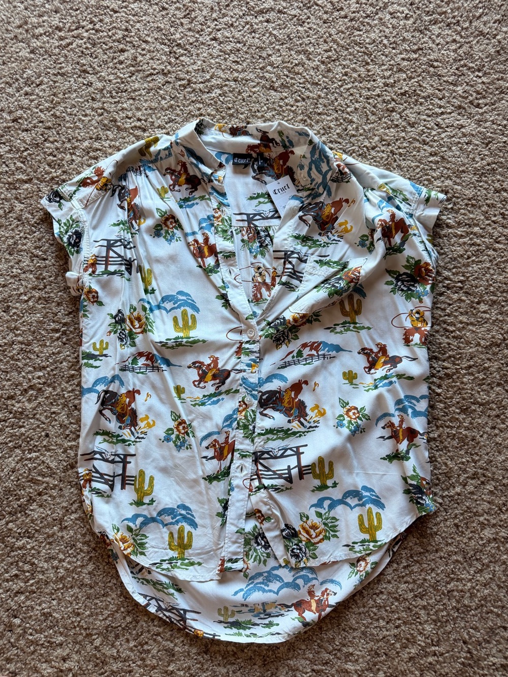 Cruel Denim western cowboy print button down blouse - NWT